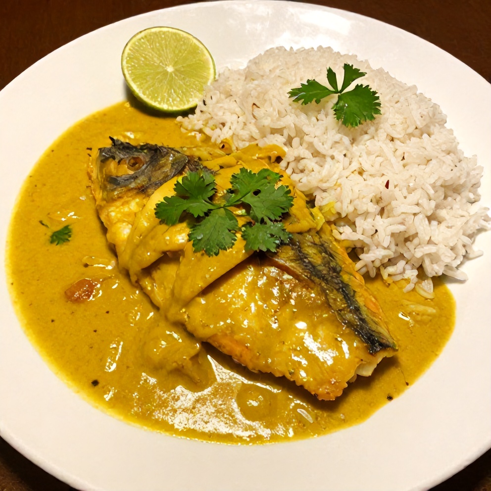 Coconut Lime Fish Curry with Jasmine Rice