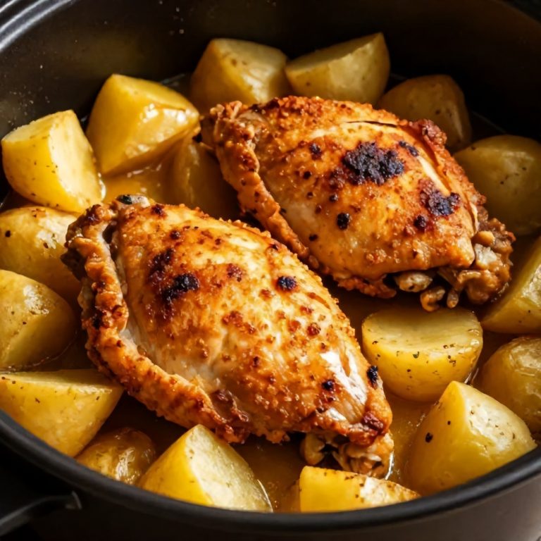 crockpot garlic parmesan chicken and potatoes