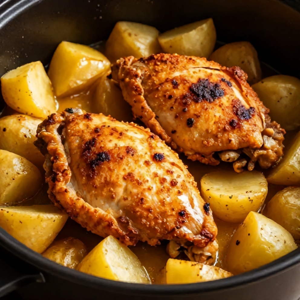 crockpot garlic parmesan chicken and potatoes