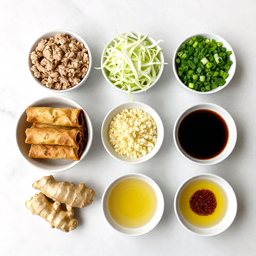 Raw Ingredients for Easy Egg Roll in a Bowl
