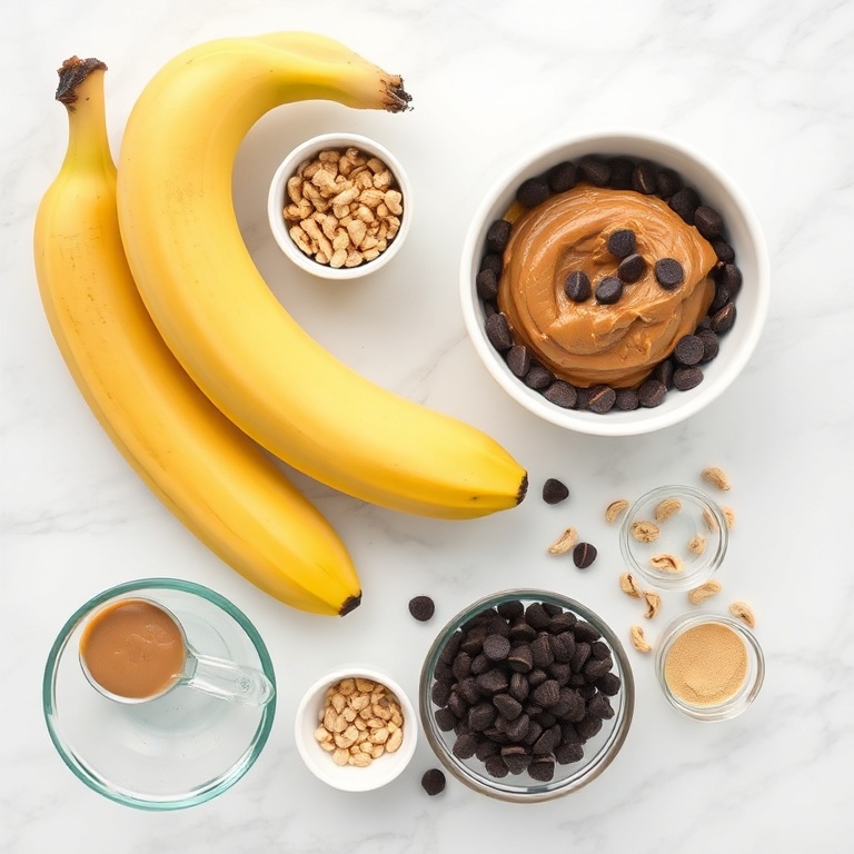 Ingredients for Easy Frozen Banana Peanut Butter Bites with Chocolate