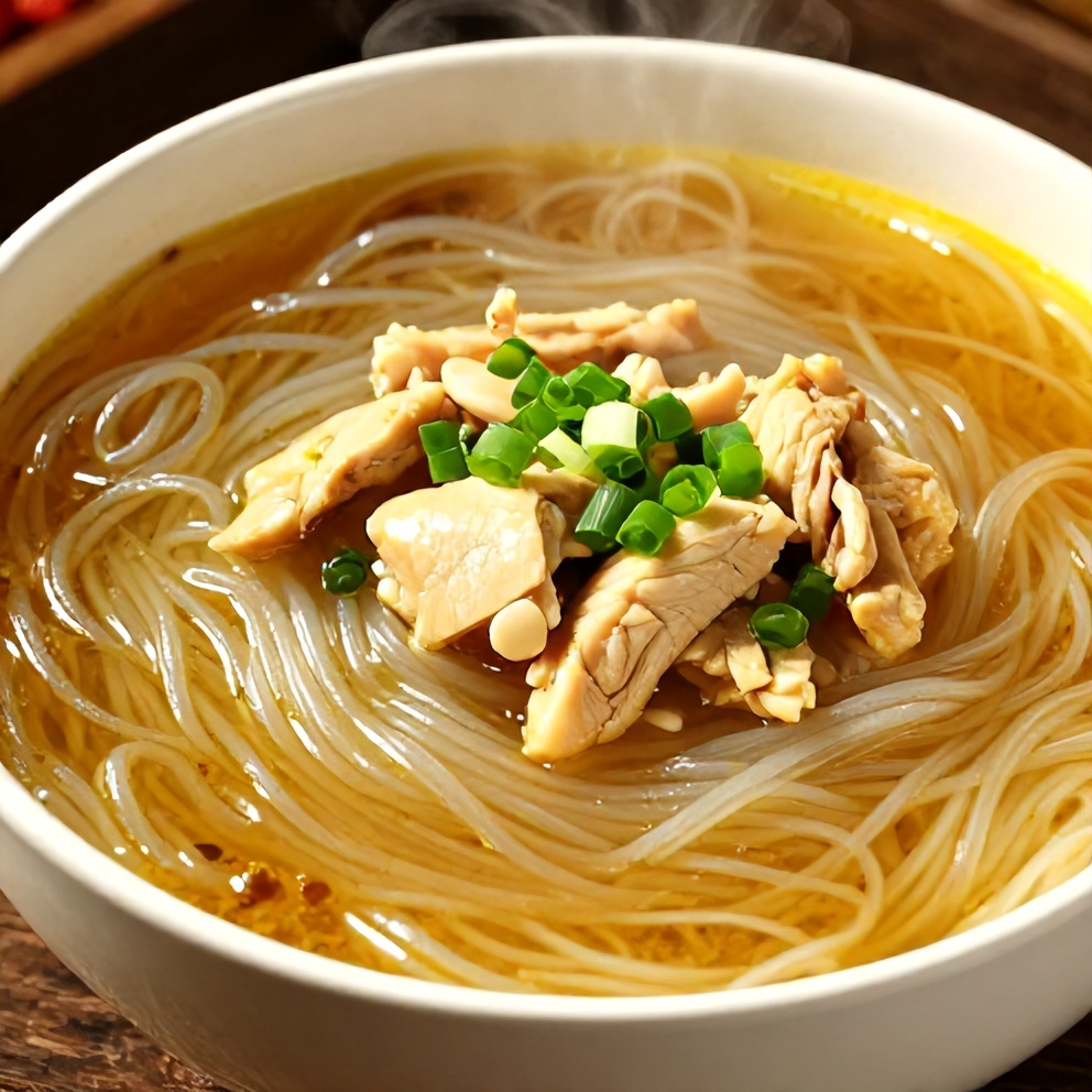 Easy Ginger Garlic Broth with Rice Noodles
