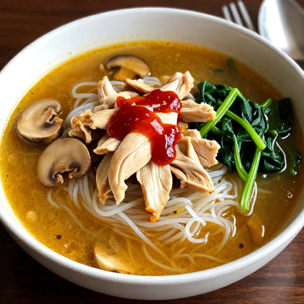 Ginger Garlic Broth with Rice Noodles