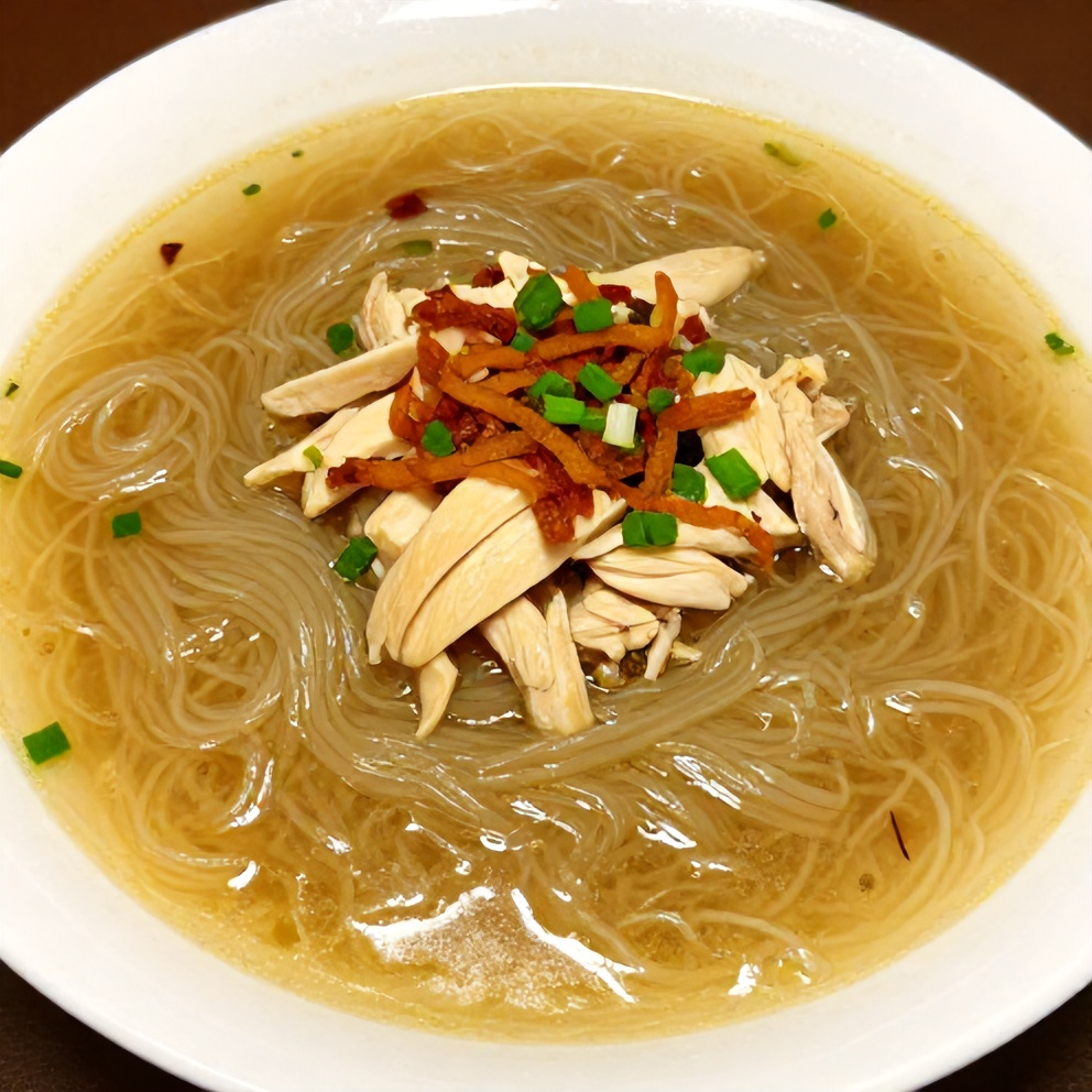 Ginger Scallion Chicken Noodle Soup Served