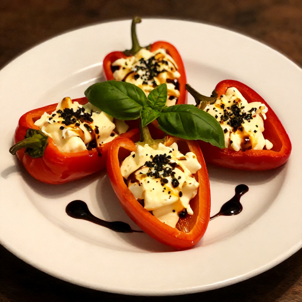 Goat Cheese Stuffed Mini Peppers Served