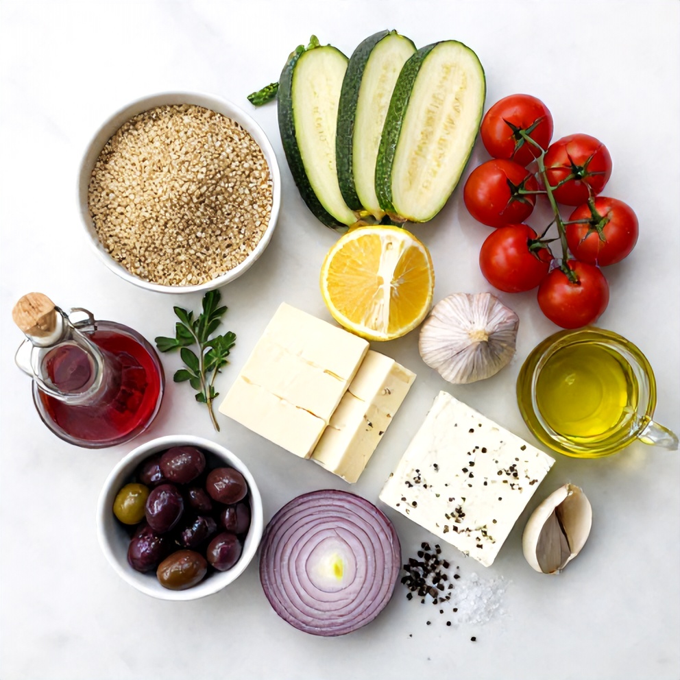 Greek Grain Bowl Ingredients