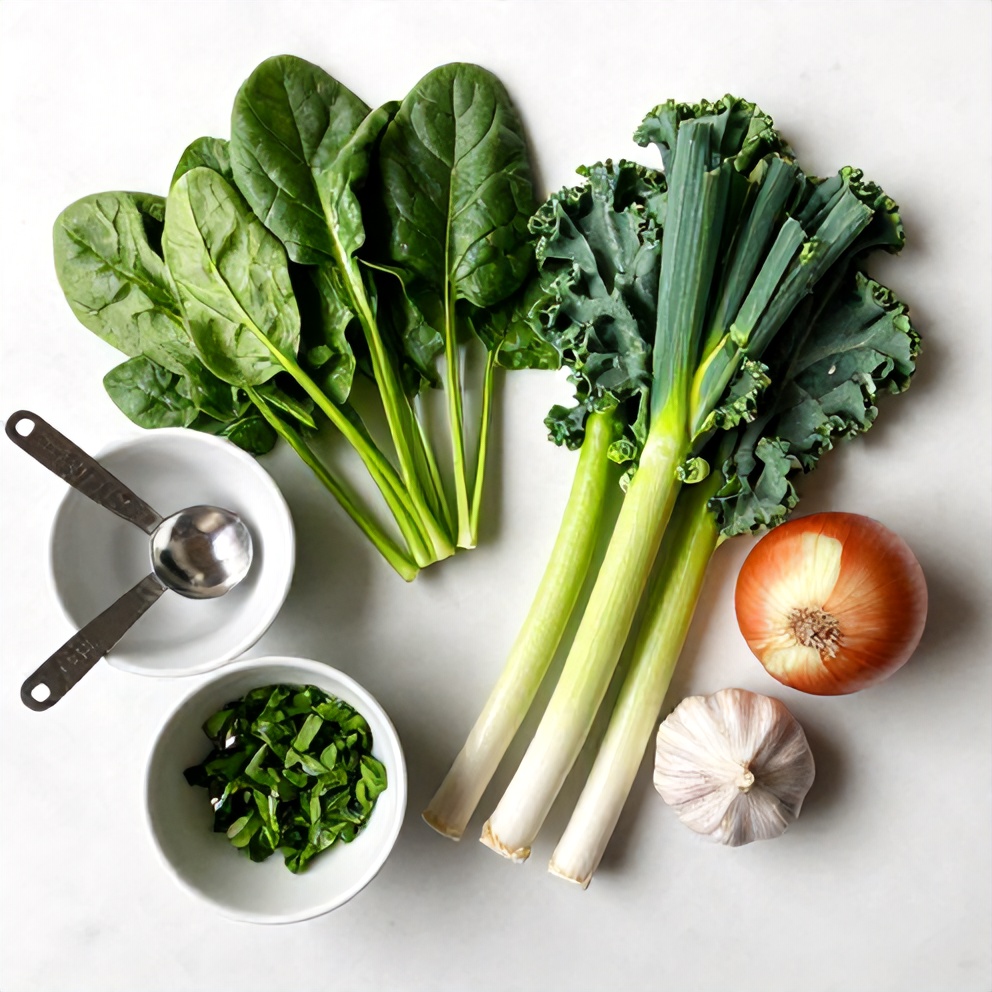 Raw Ingredients for Green Vegetable Soup