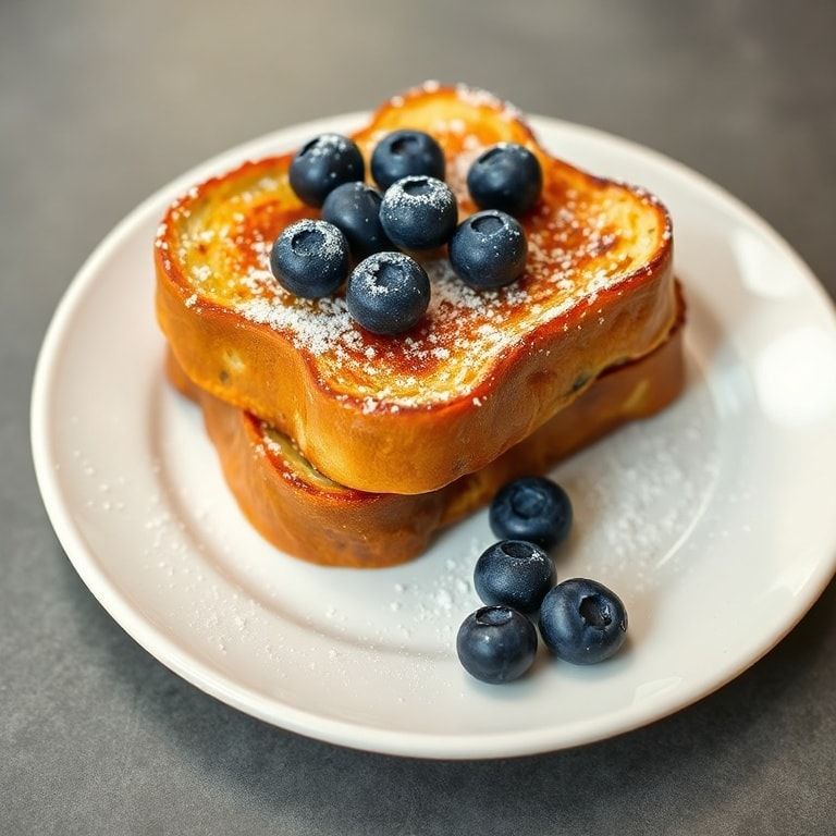 Single plated serving of Easy Hawaiian Roll French Toast garnished with fresh berries on white plate