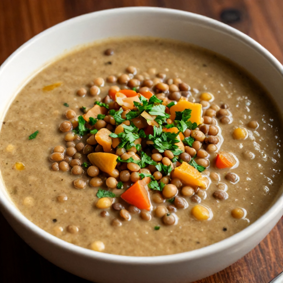 Lentil and Vegetable Soup Served