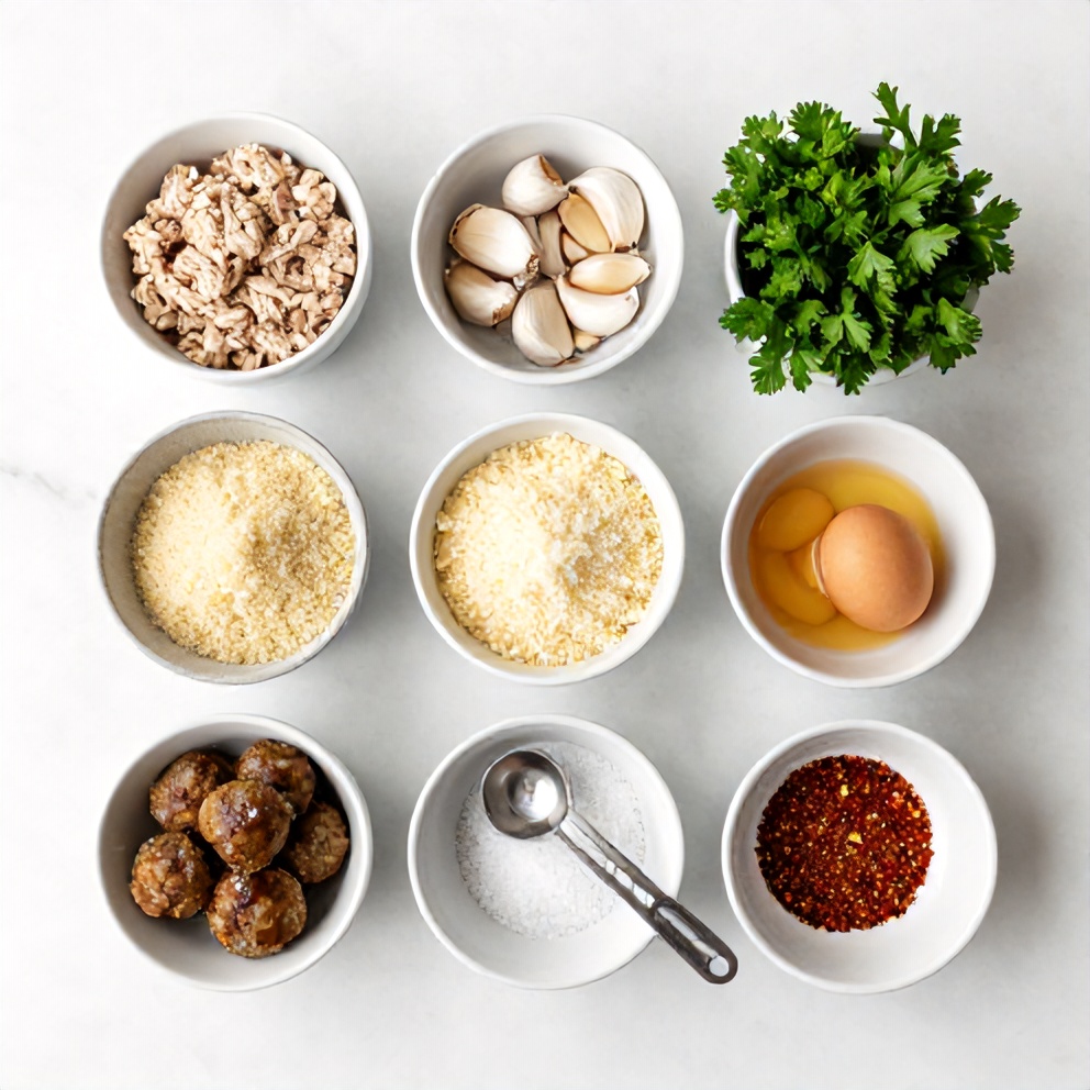 Raw ingredients for Easy High Protein Turkey Meatballs Meal Prep Recipe