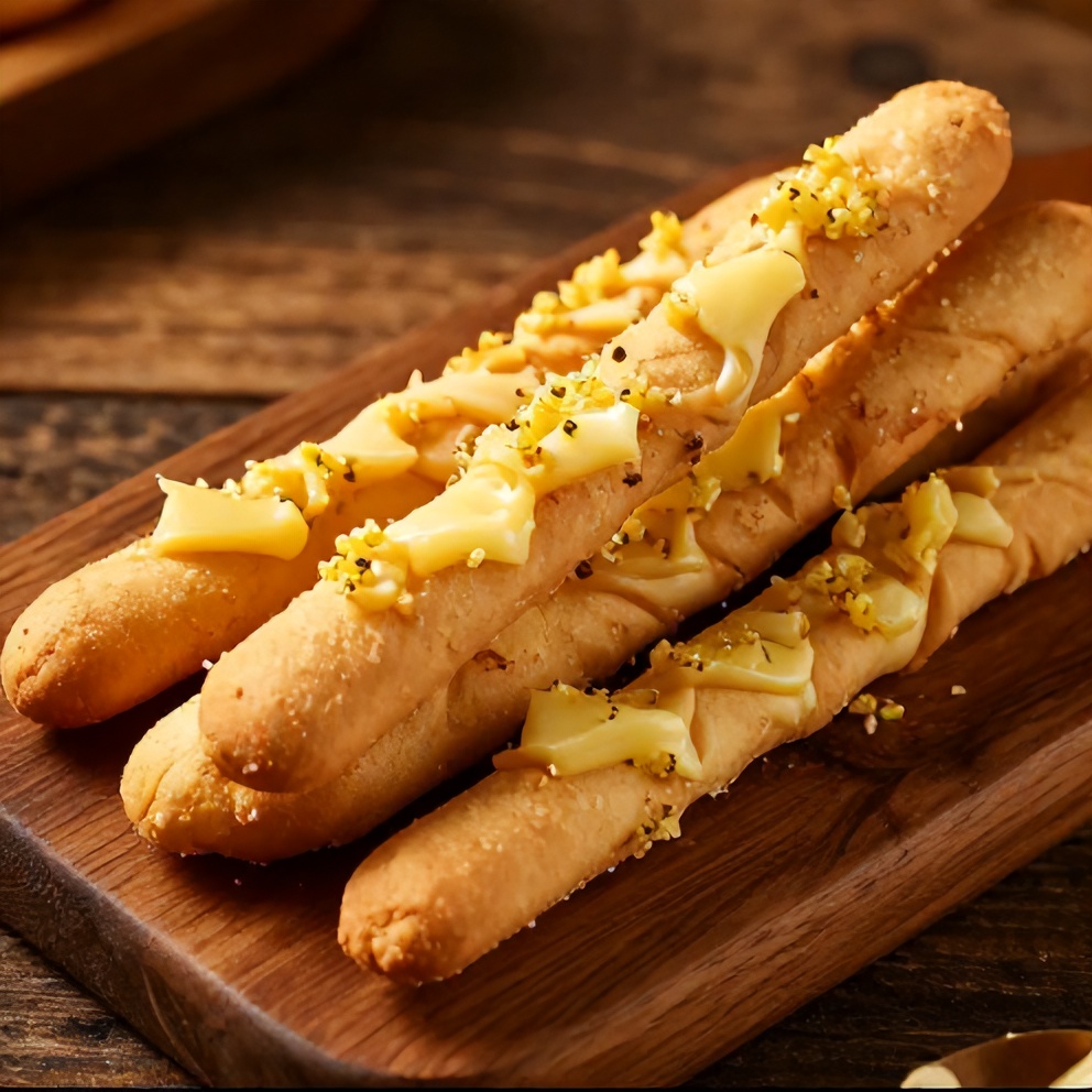 Plated breadsticks with garlic butter