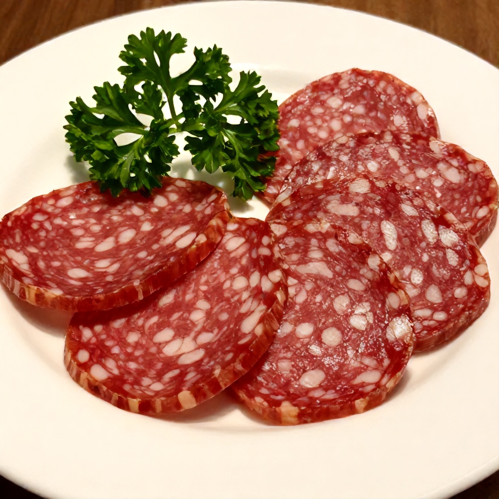 Vegan Salami served on a plate