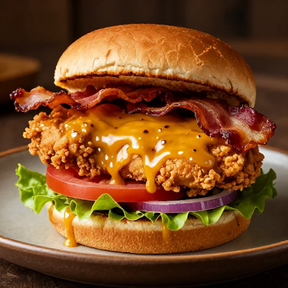 Plated Honey Mustard BLT Chicken Sliders on a rustic plate