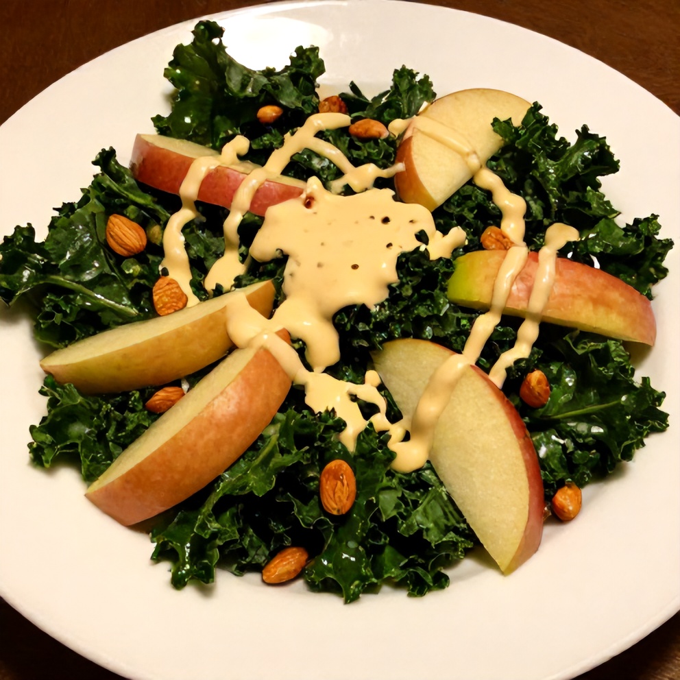 Kale Apple Salad with Lemon Tahini Dressing