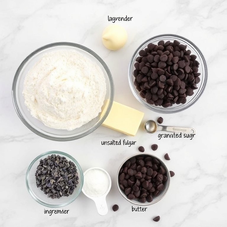 Ingredients for Easy Lavender Chocolate Chip Cookies