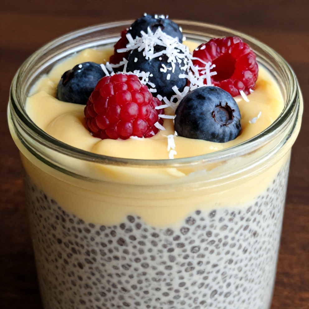 Lemon Curd Chia Pudding with Fresh Berries