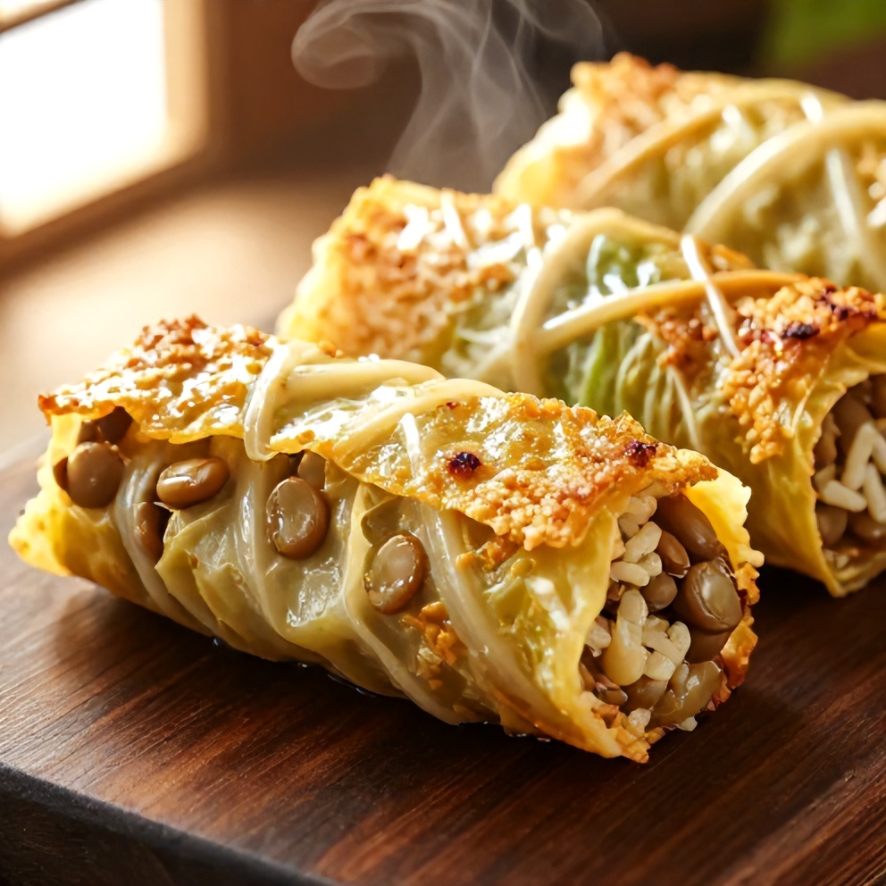 lentil and rice stuffed cabbage rolls