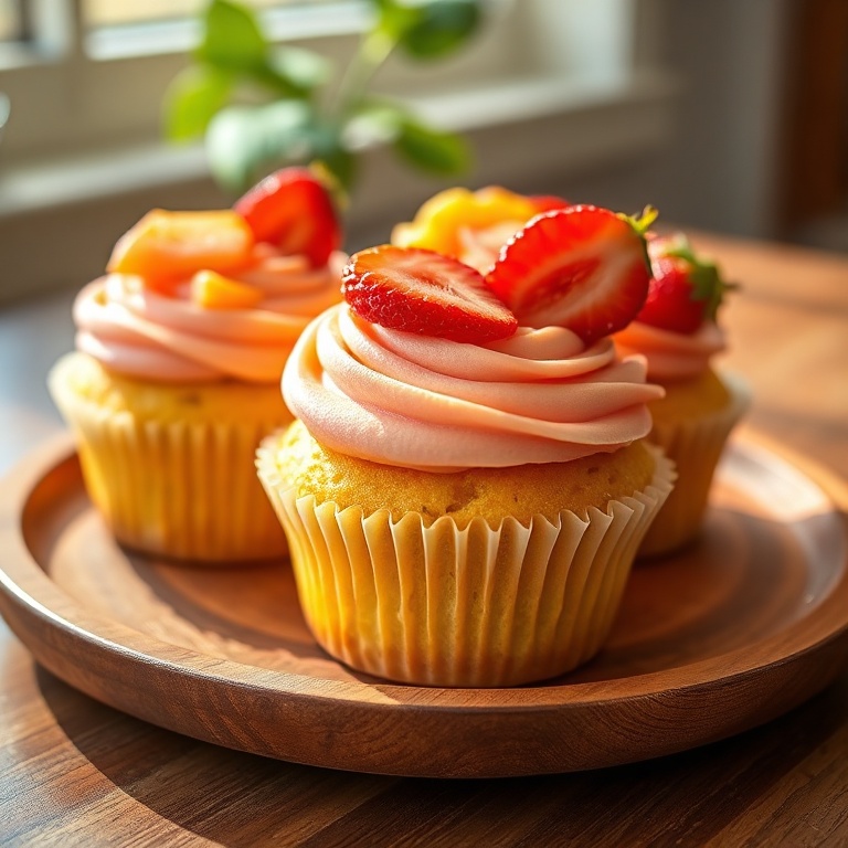 Easy Mango Strawberry Cupcakes