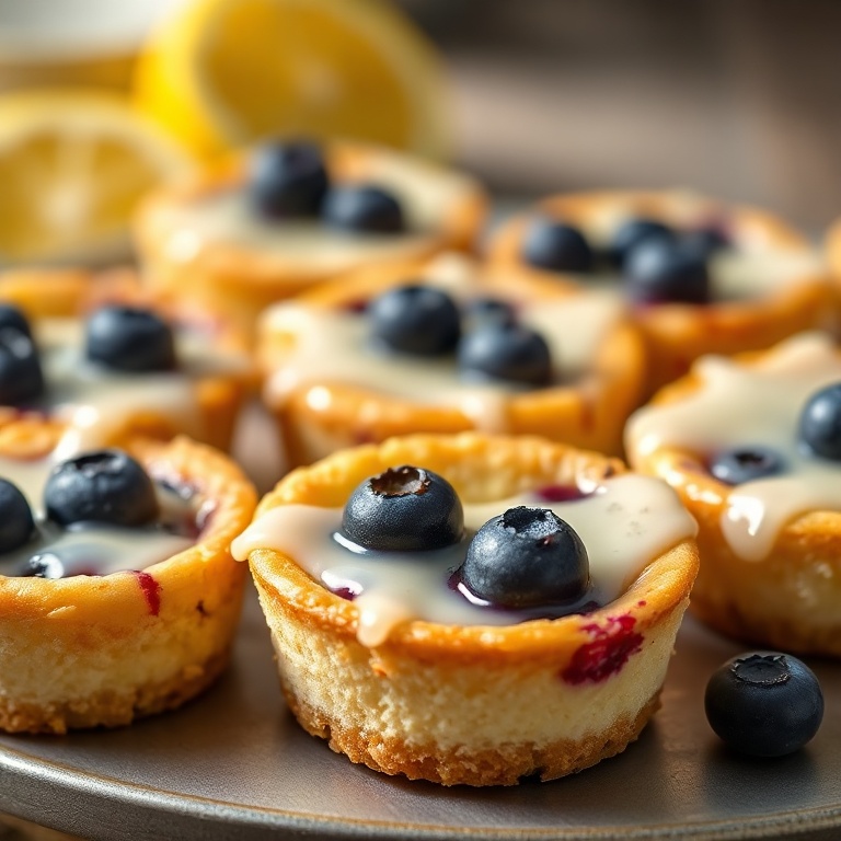 Easy Mini Lemon Blueberry Cheesecakes