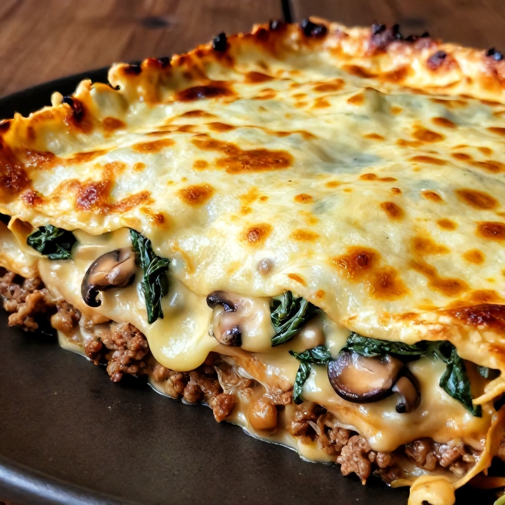 Easy Mushroom Spinach Lasagna