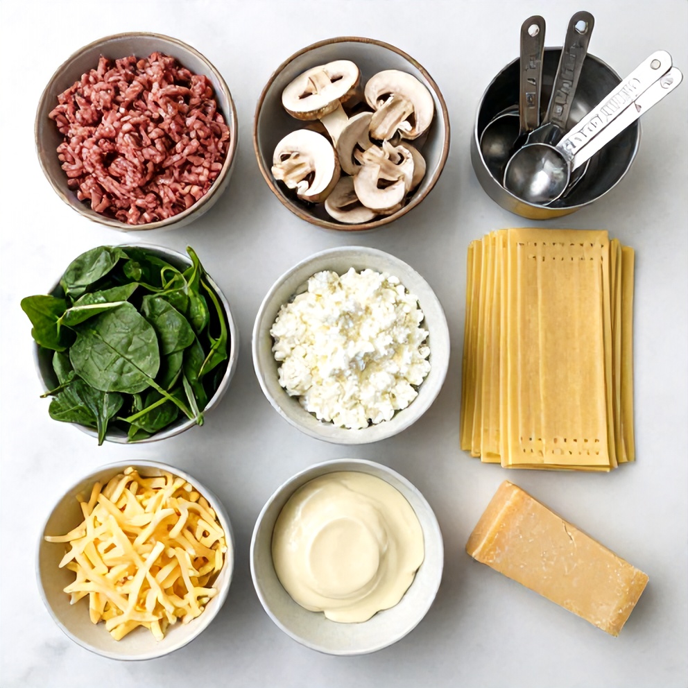Mushroom Spinach Lasagna Ingredients