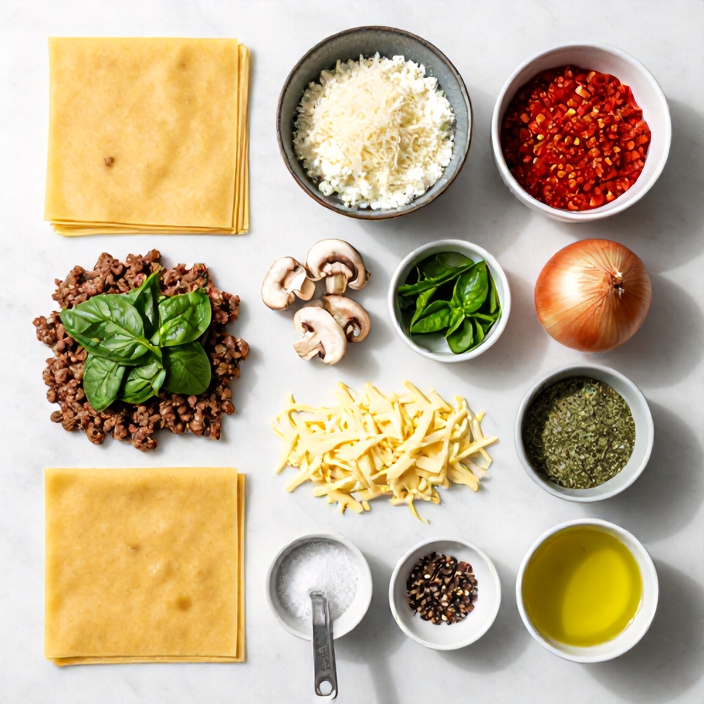 Mushroom Spinach Lasagna Ingredients