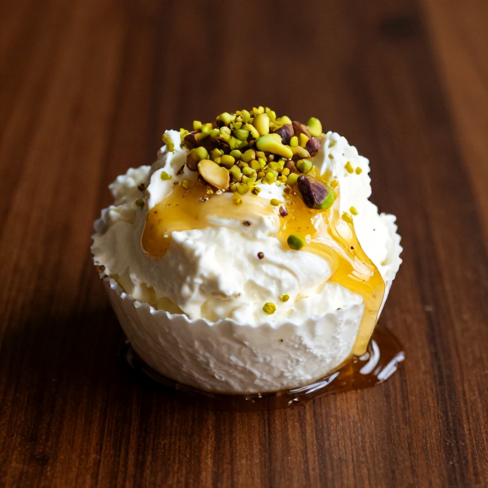 No-bake ricotta cups with honey and pistachios
