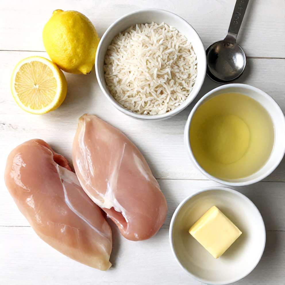 Raw Ingredients for One-Pan Lemon Chicken and Rice