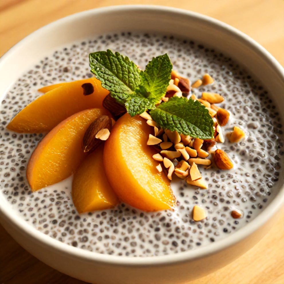 Peach Chia Pudding with Almonds