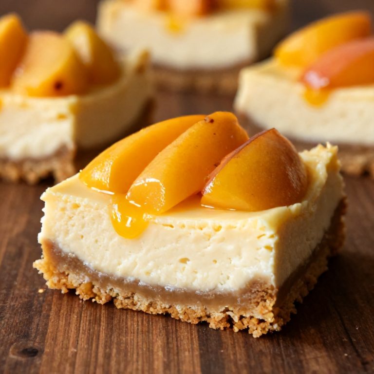 Easy Peach Cobbler Cheesecake Bars