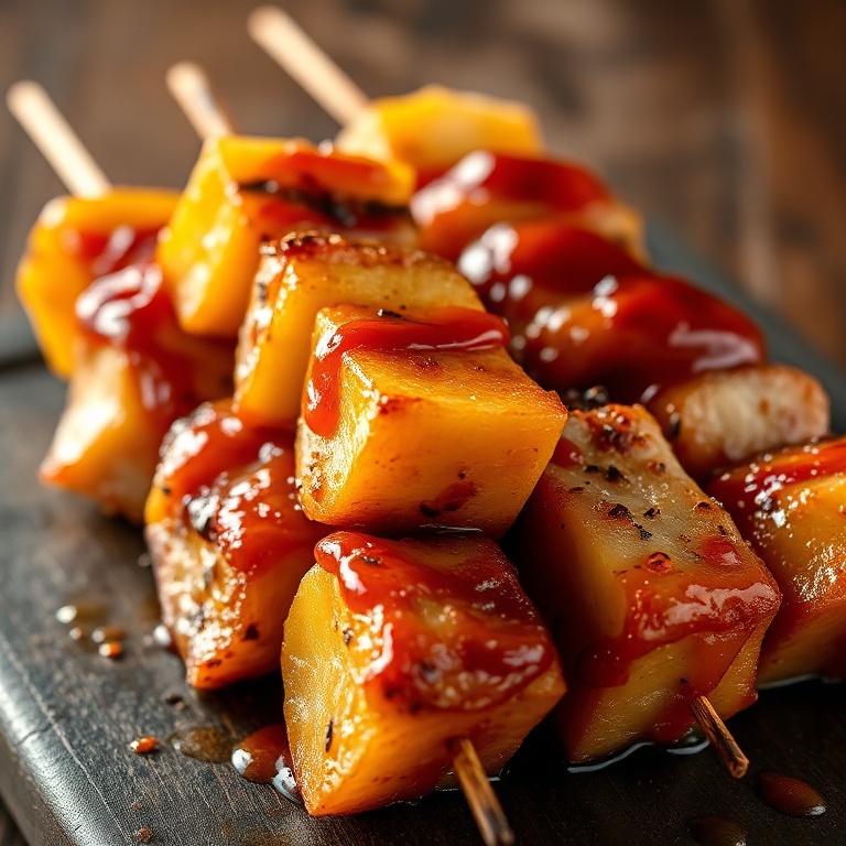 Easy Pineapple BBQ Pork Skewers
