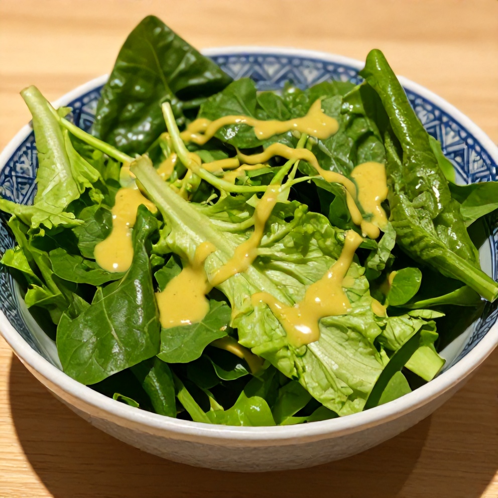 Fresh salad with lemon vinaigrette dressing, served in a bowl