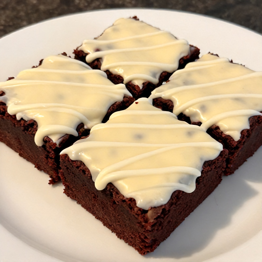Red Velvet Brownies with White Chocolate Drizzle