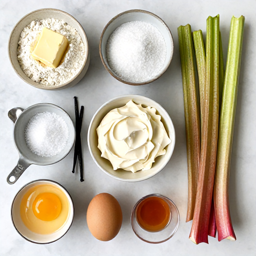 Ingredients for Easy Rhubarb Cream Cheese Bars