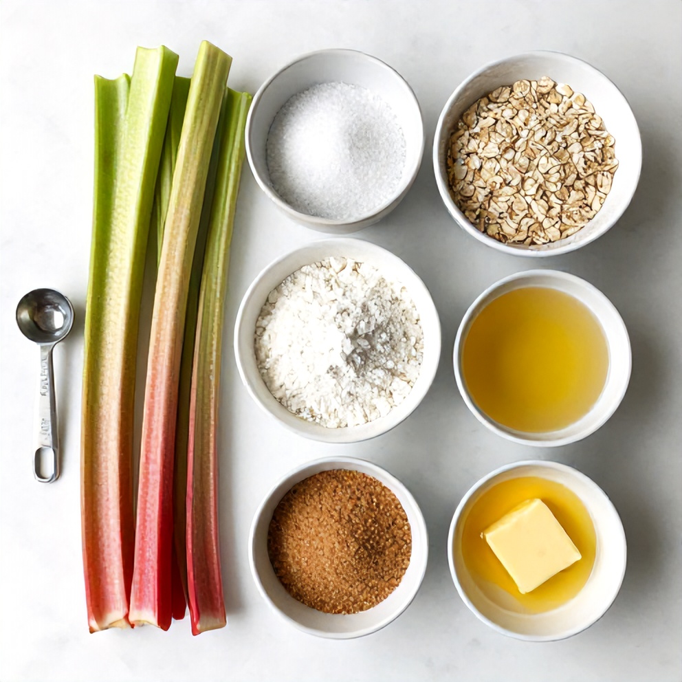 Raw Ingredients for Easy Rhubarb Crisp