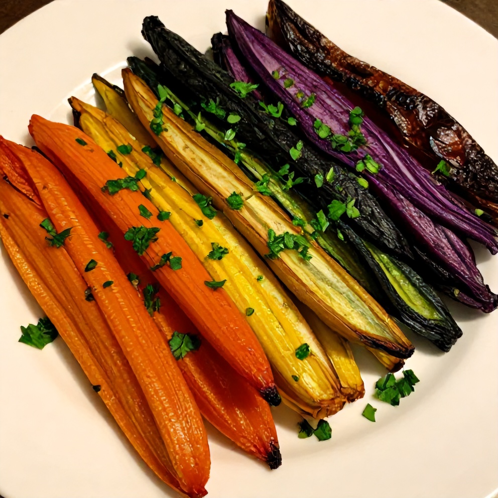 Plated Easy Roasted Rainbow Vegetables with Fresh Herbs