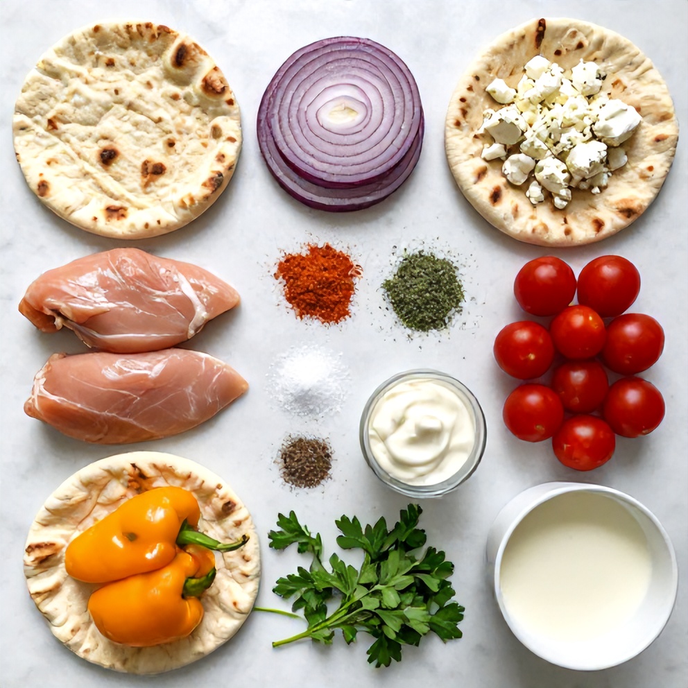 Raw Ingredients for Sheet Pan Chicken Pitas