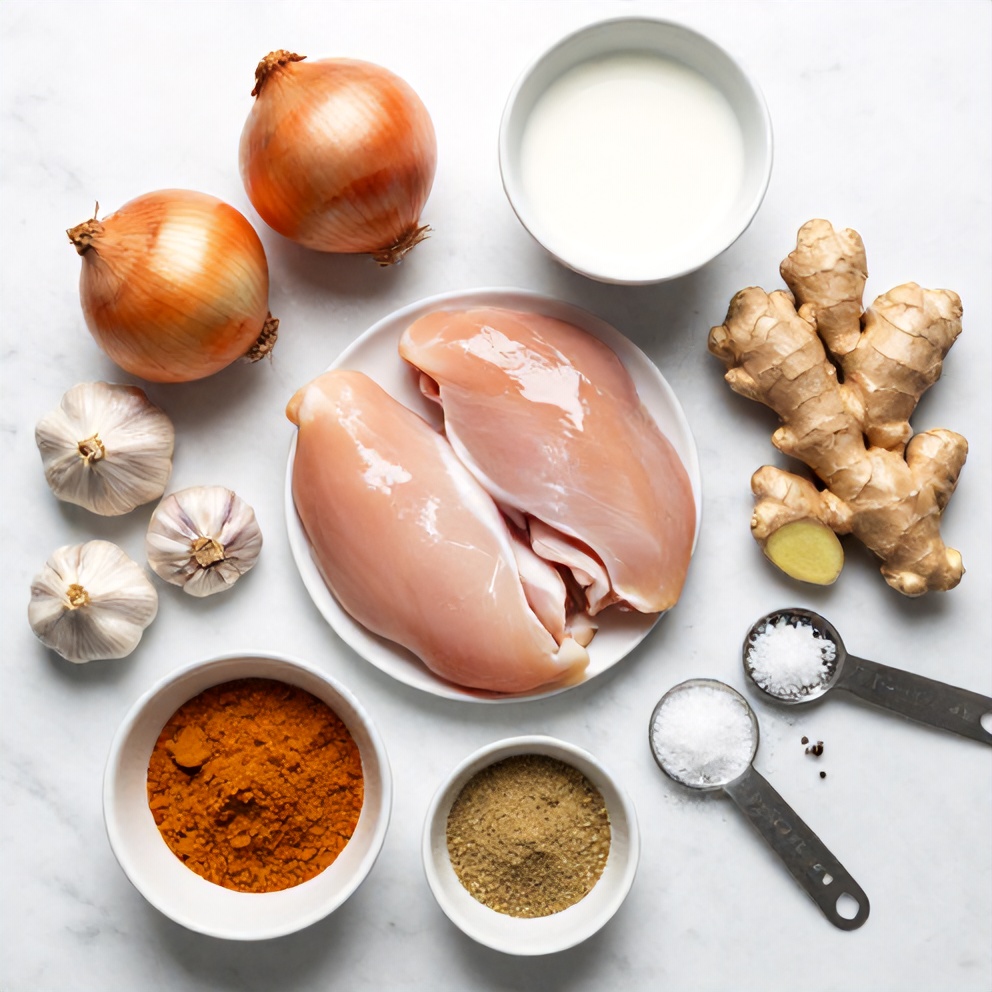 Raw Ingredients for Slow Cooker Chicken Curry