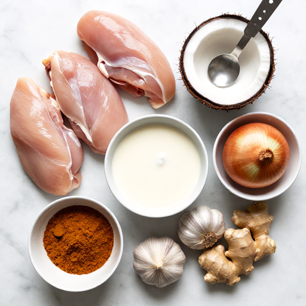 Raw Ingredients for Slow Cooker Chicken Curry