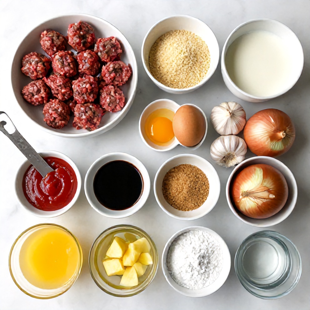 Ingredients for Easy Slow Cooker Sweet and Sour Meatballs