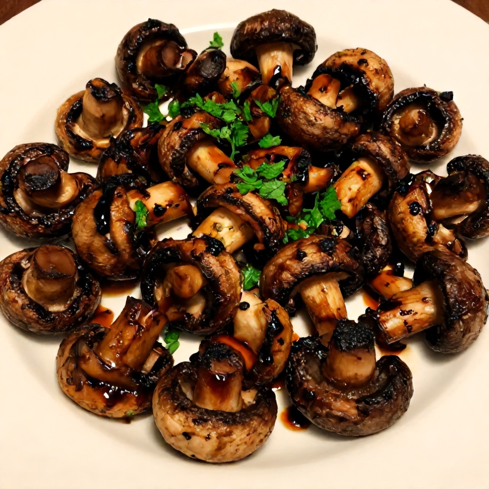 Plated Easy Smoky Grilled Mushroom Skewers