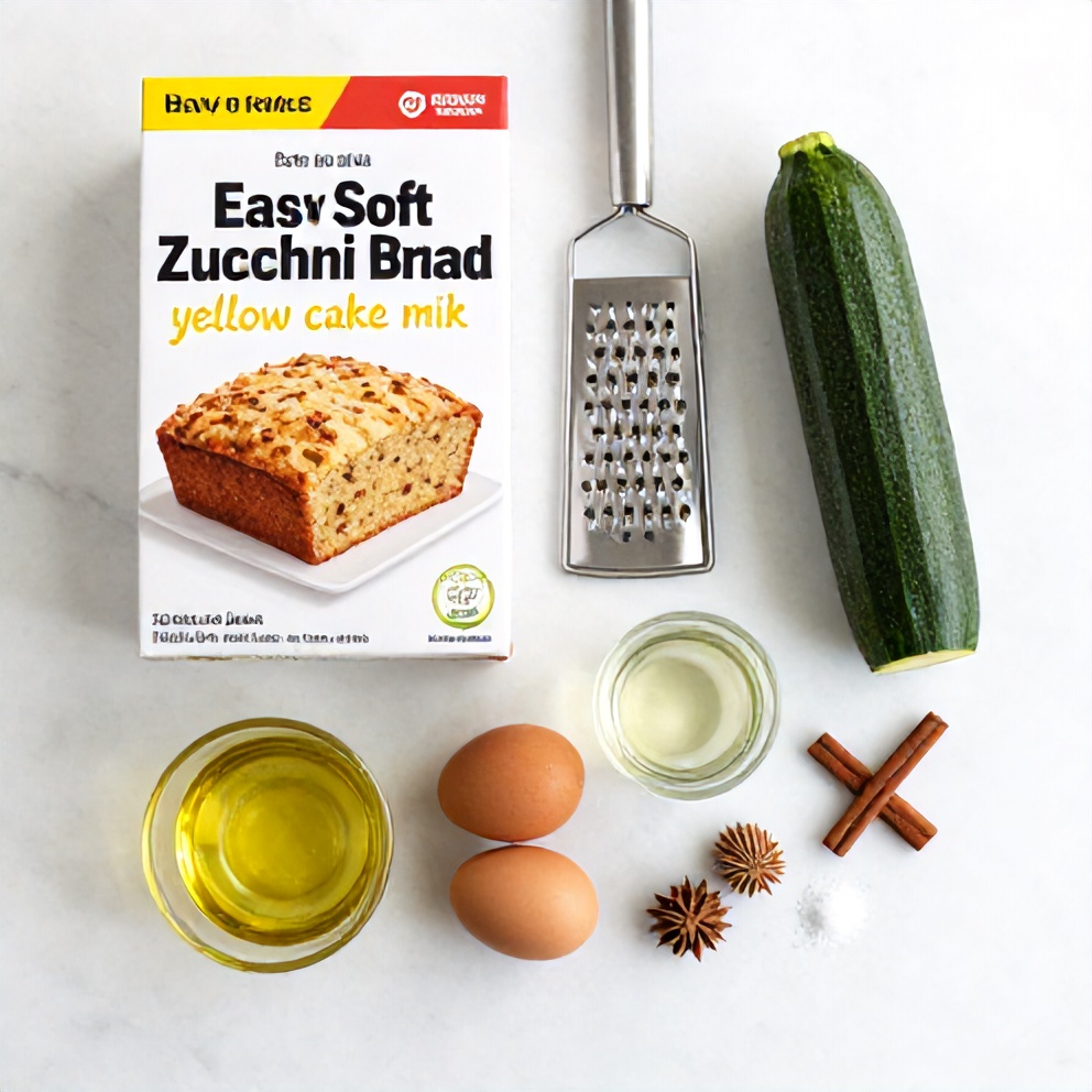 Ingredients for Easy Soft Zucchini Bread with Yellow Cake Mix