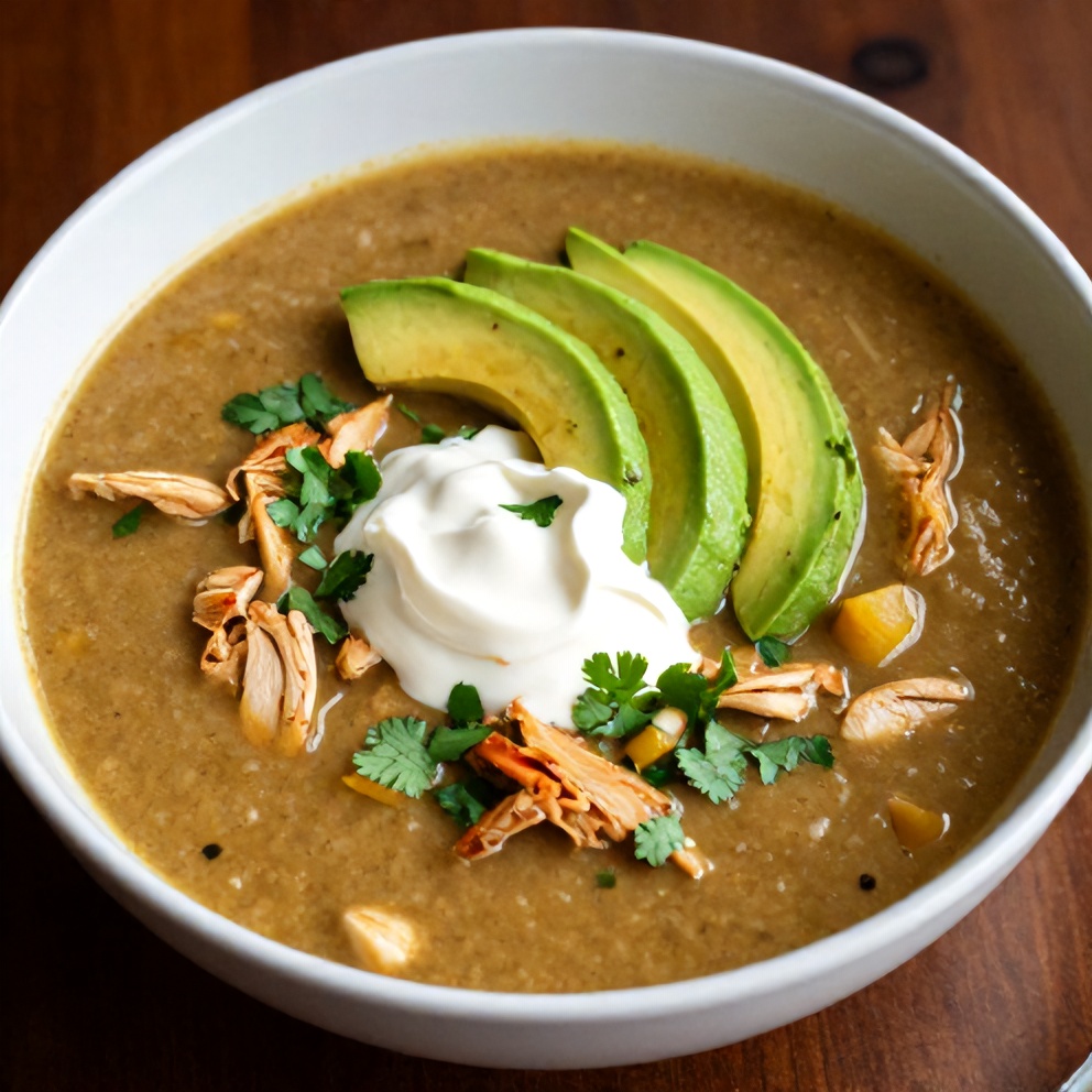 Southwest Chicken Soup served in a bowl with garnish