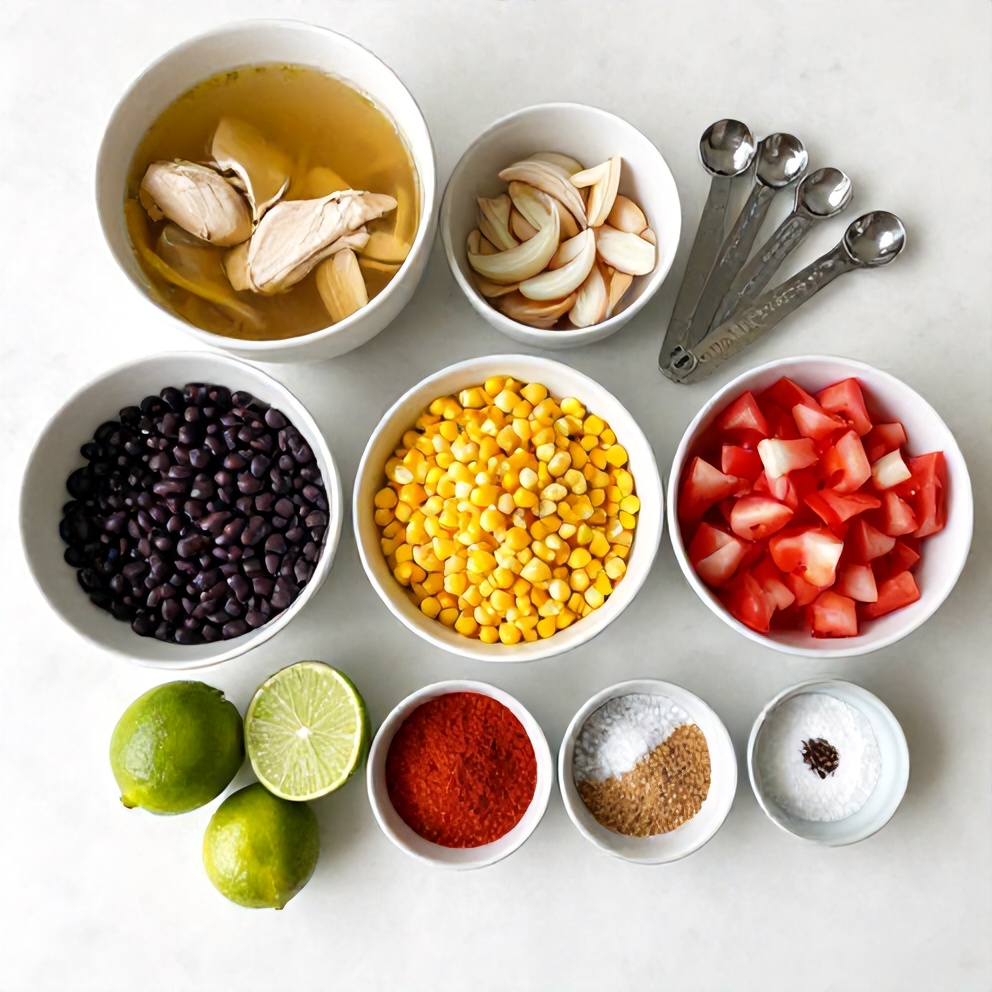 Ingredients for Southwest Chicken Soup laid out