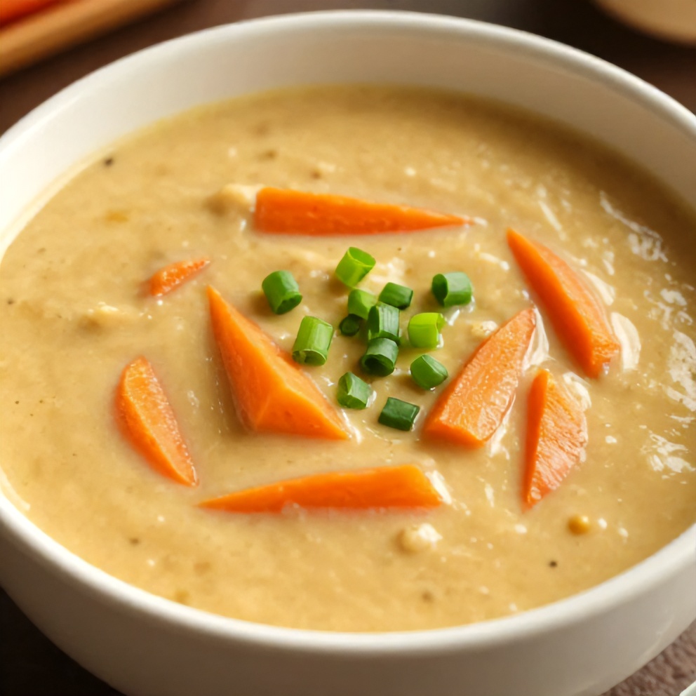Spicy Miso Carrot Soup garnished with green onions
