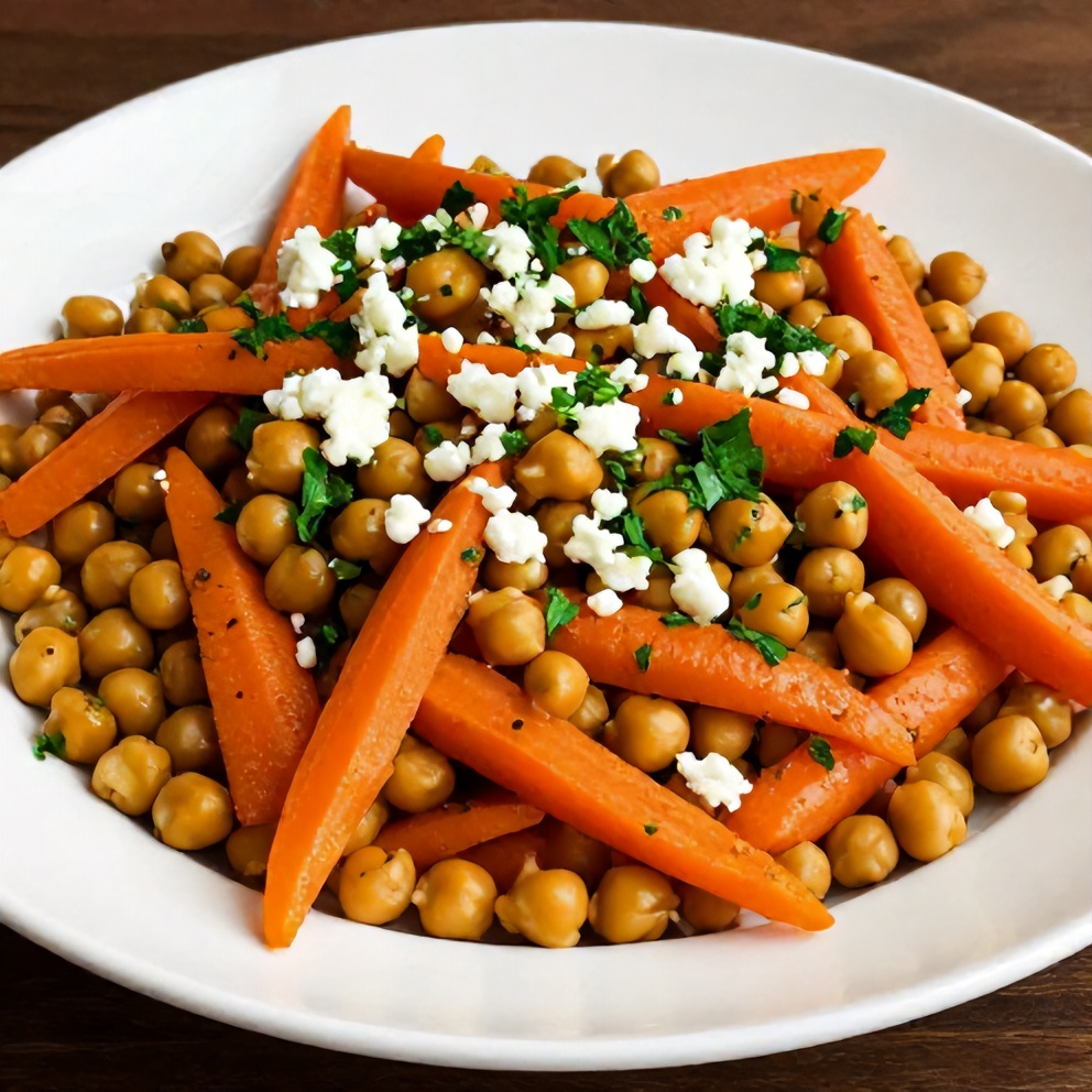 Plated Spring Carrot and Chickpea Salad