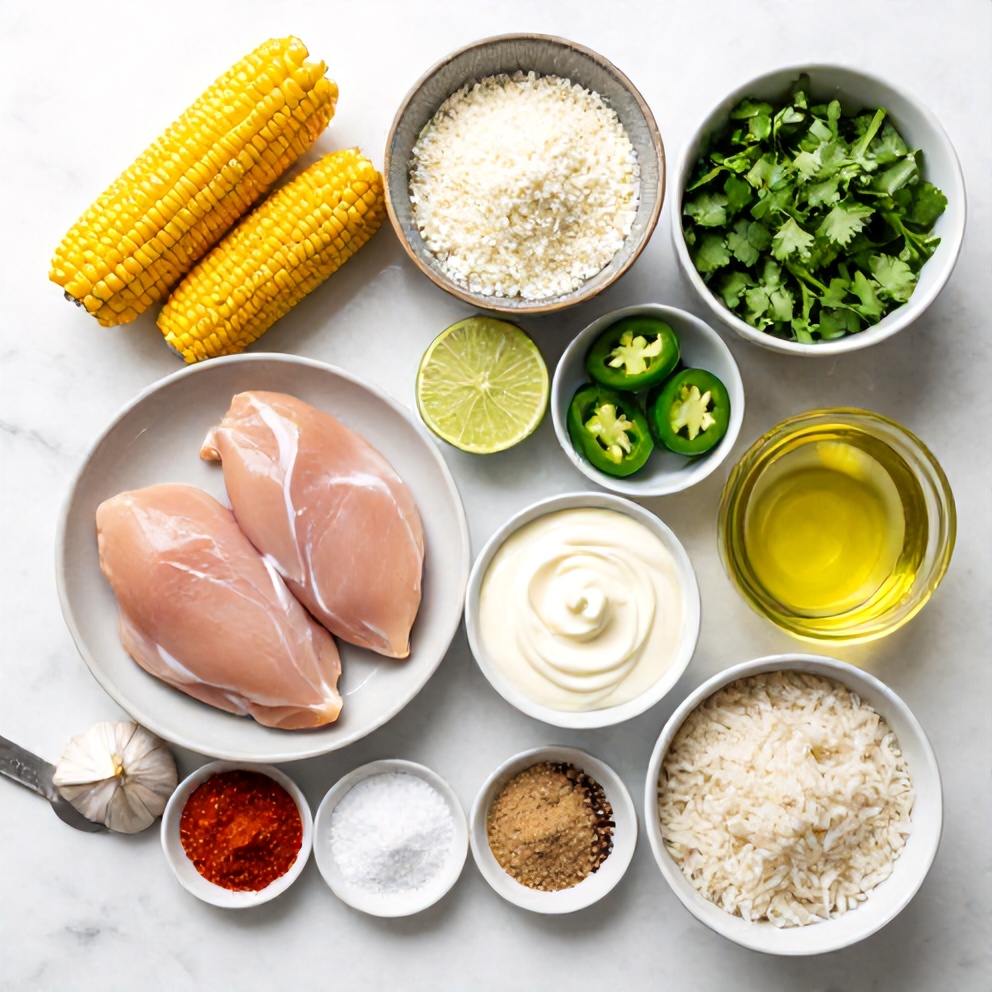Ingredients for Easy Street Corn Chicken Bowl with Rice