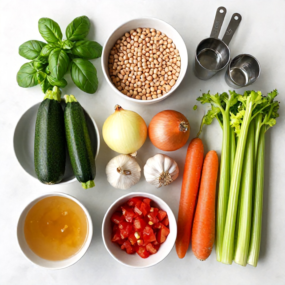 Raw Ingredients for Easy Summer Minestrone Soup