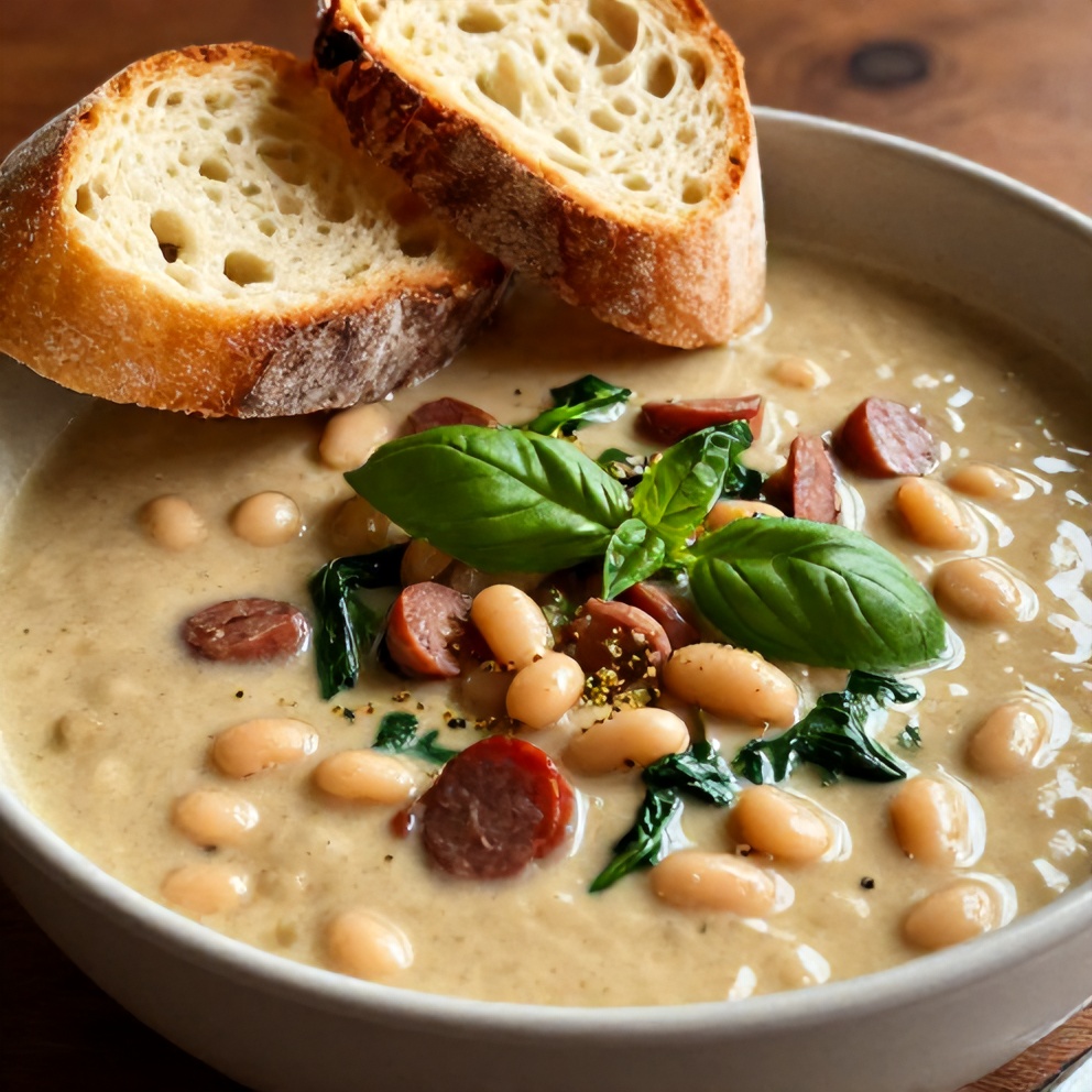 Bowl of Creamy Tuscan White Bean Soup