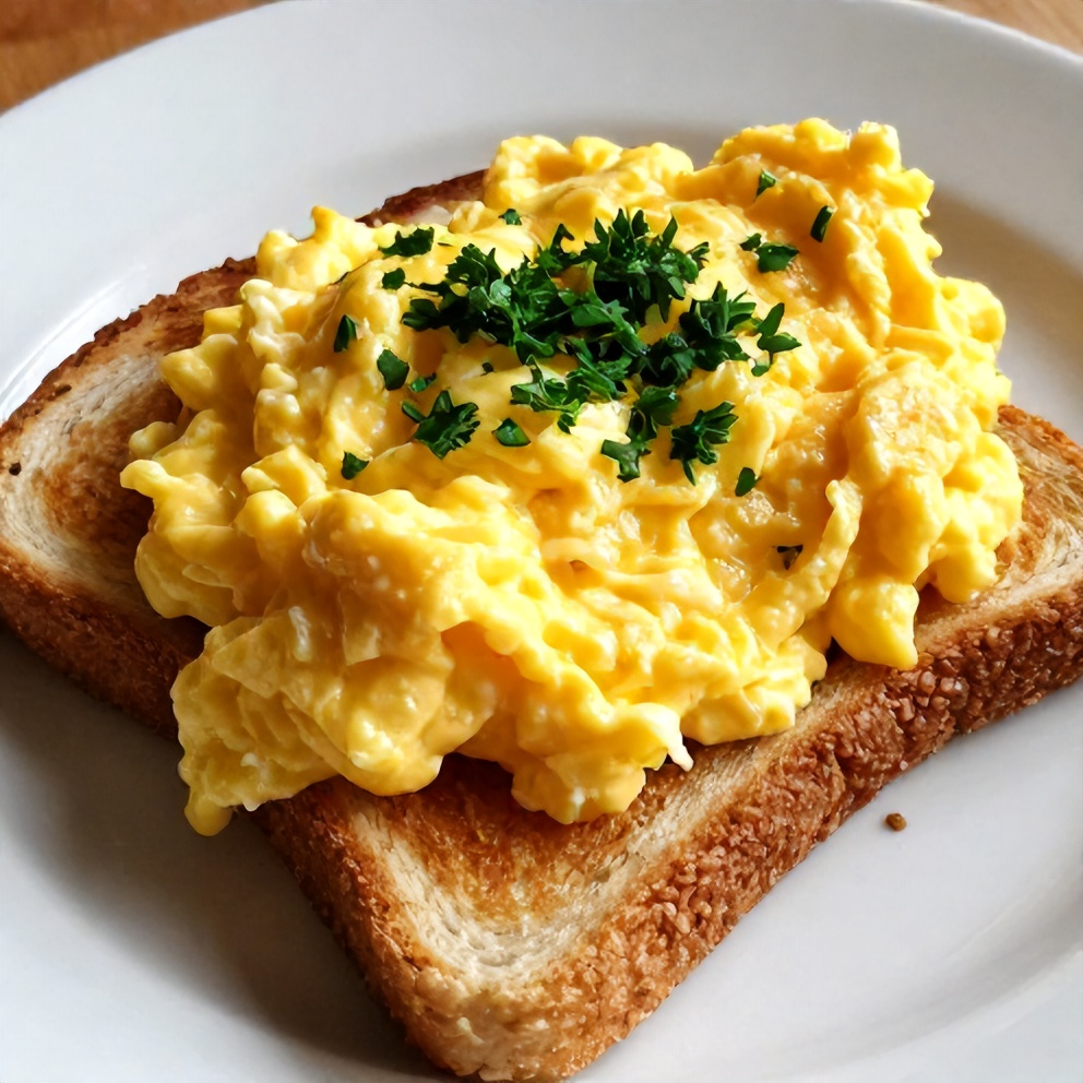 Plated Veggie Scrambled Eggs on Toast